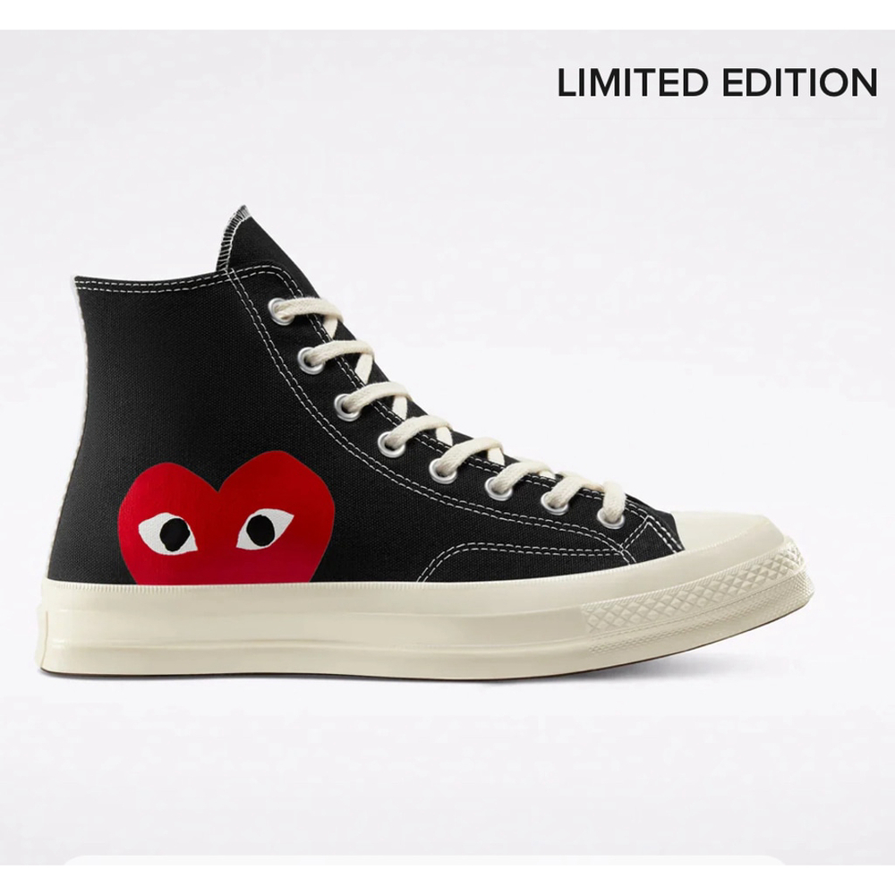 Converse x CDG Comme Des Garcons PLAY Chuck 70 High Top Black Red Heart Men 12